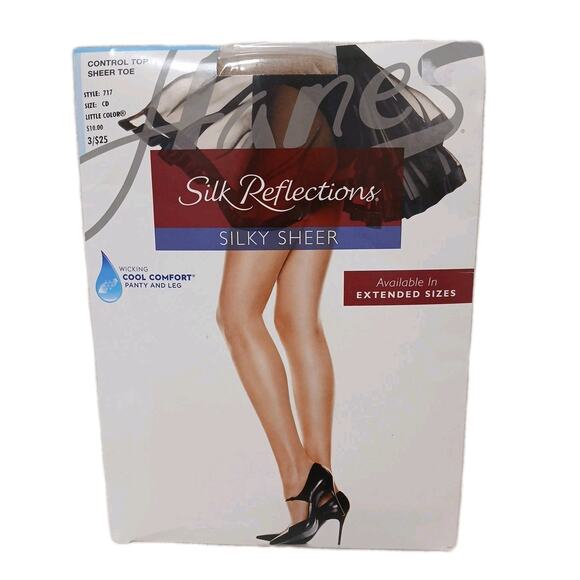 Discontinued Hanes Silky Sheer Cool Comfort WICKING Pantyhose Sz CD Little Color - Picture 1 of 12